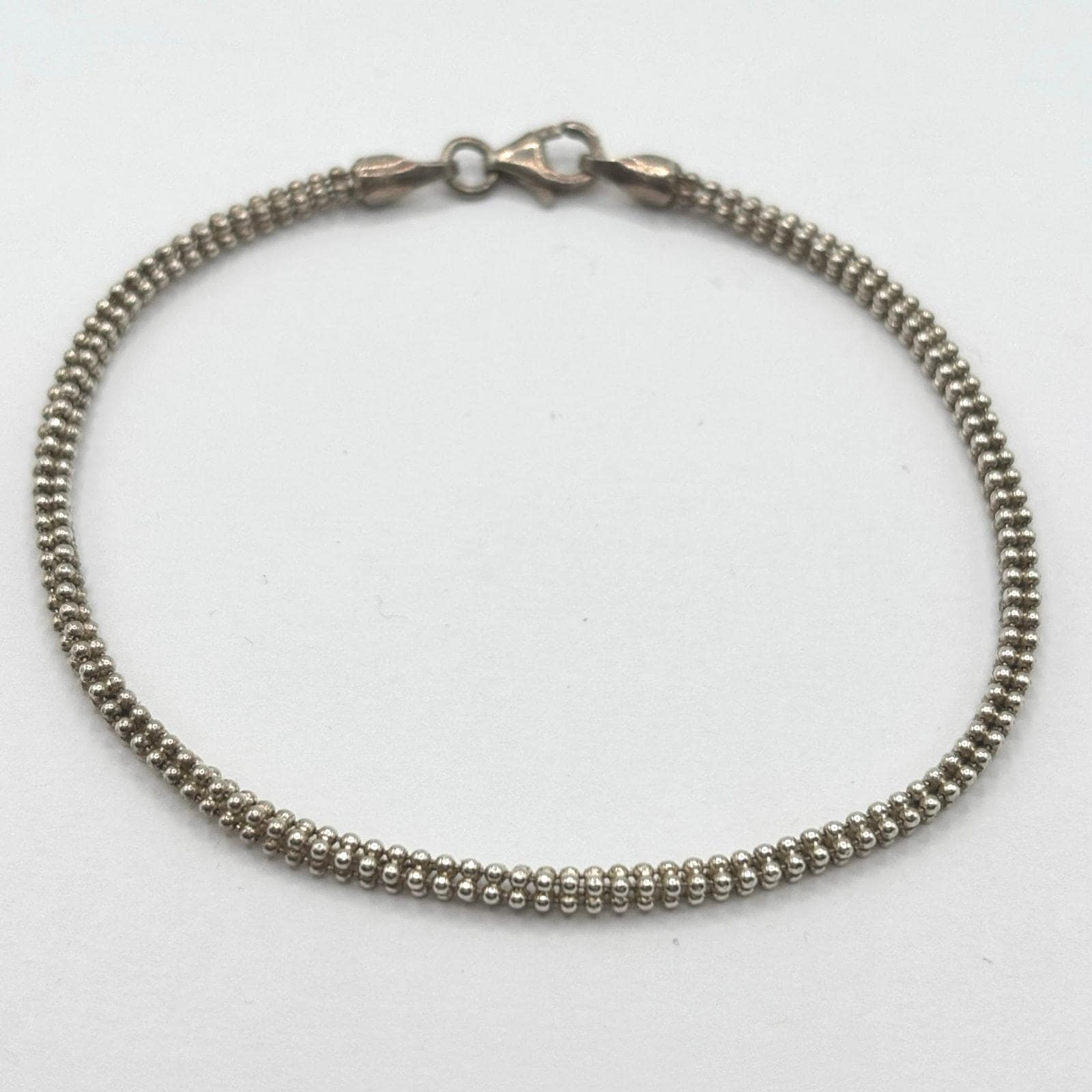 Vintage Italy Sterling Silver 925 Ball Bead Mesh Chain Bracelet
