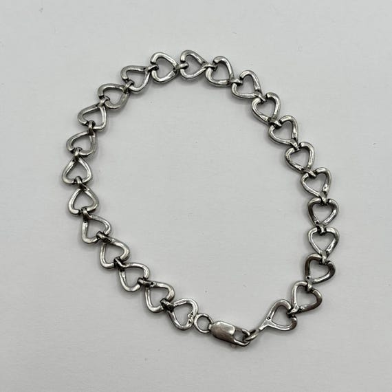 ヴィンテージ スターリングシルバー 925 CZ アクセント ハートリンク