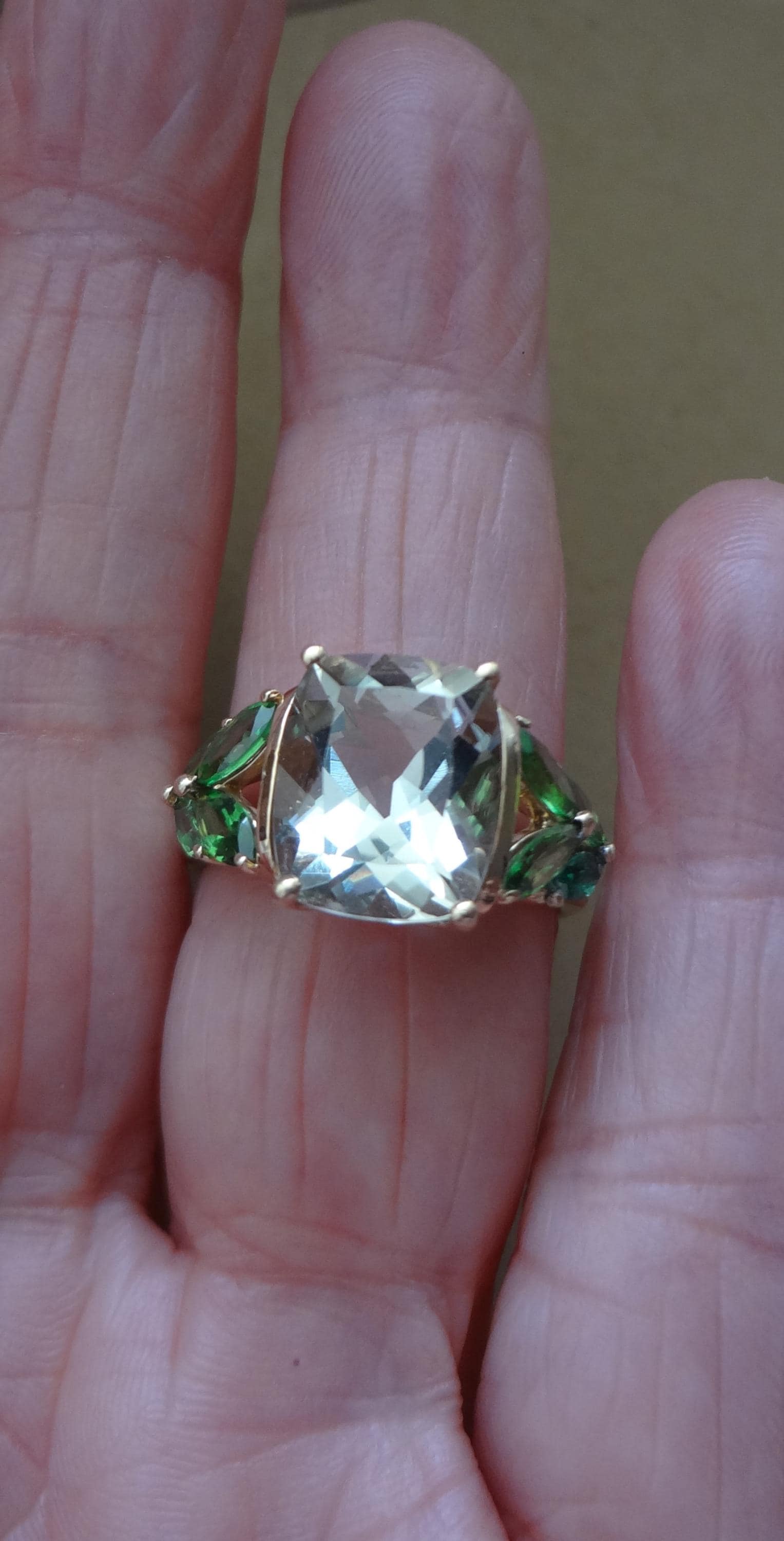 Chuck Clemency STS 10K Prasiolite Emerald-cut Ring With Chrome