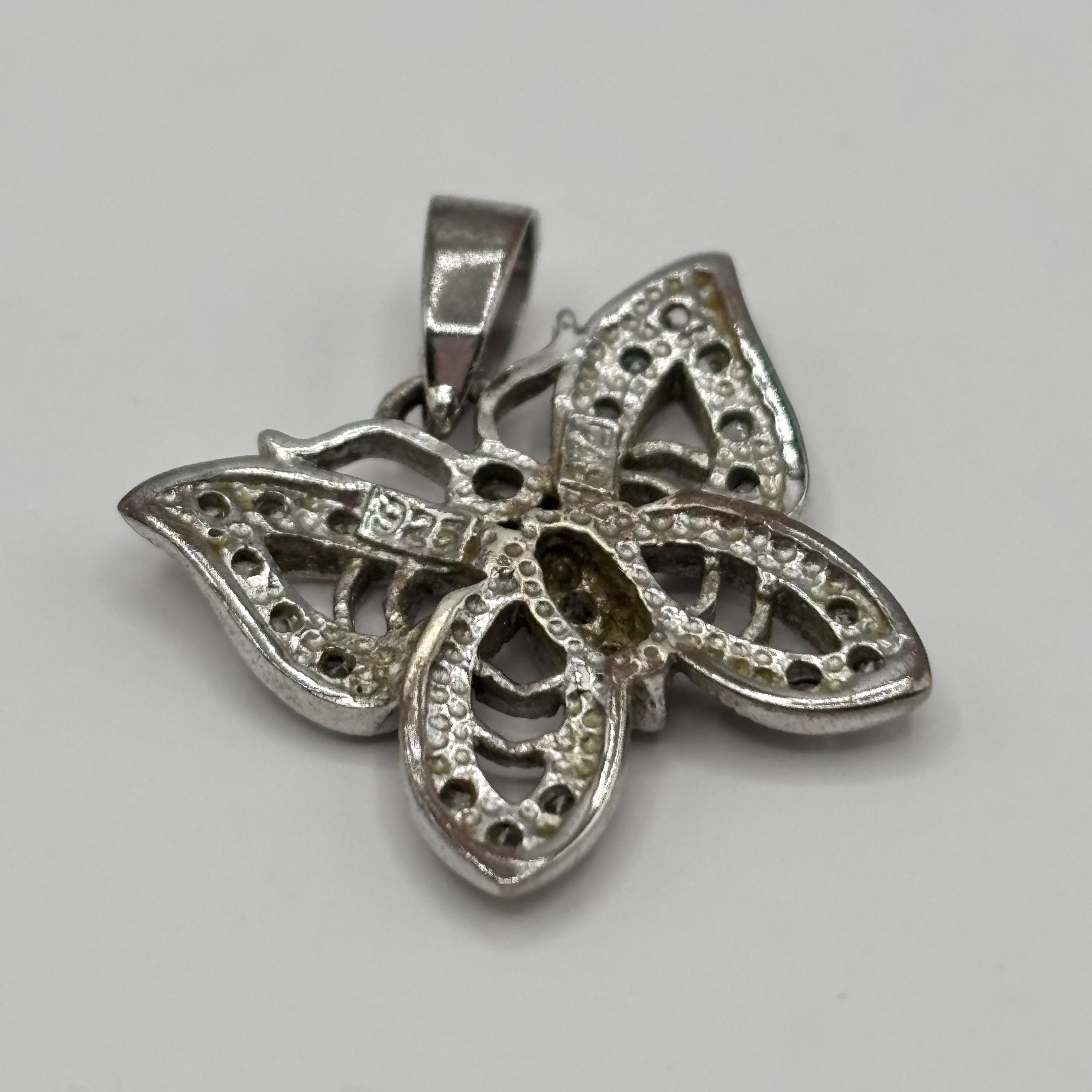 Fas Silver Vintage FAS Sterling Silver 925 Cz Accent Butterfly Pendant - Etsy