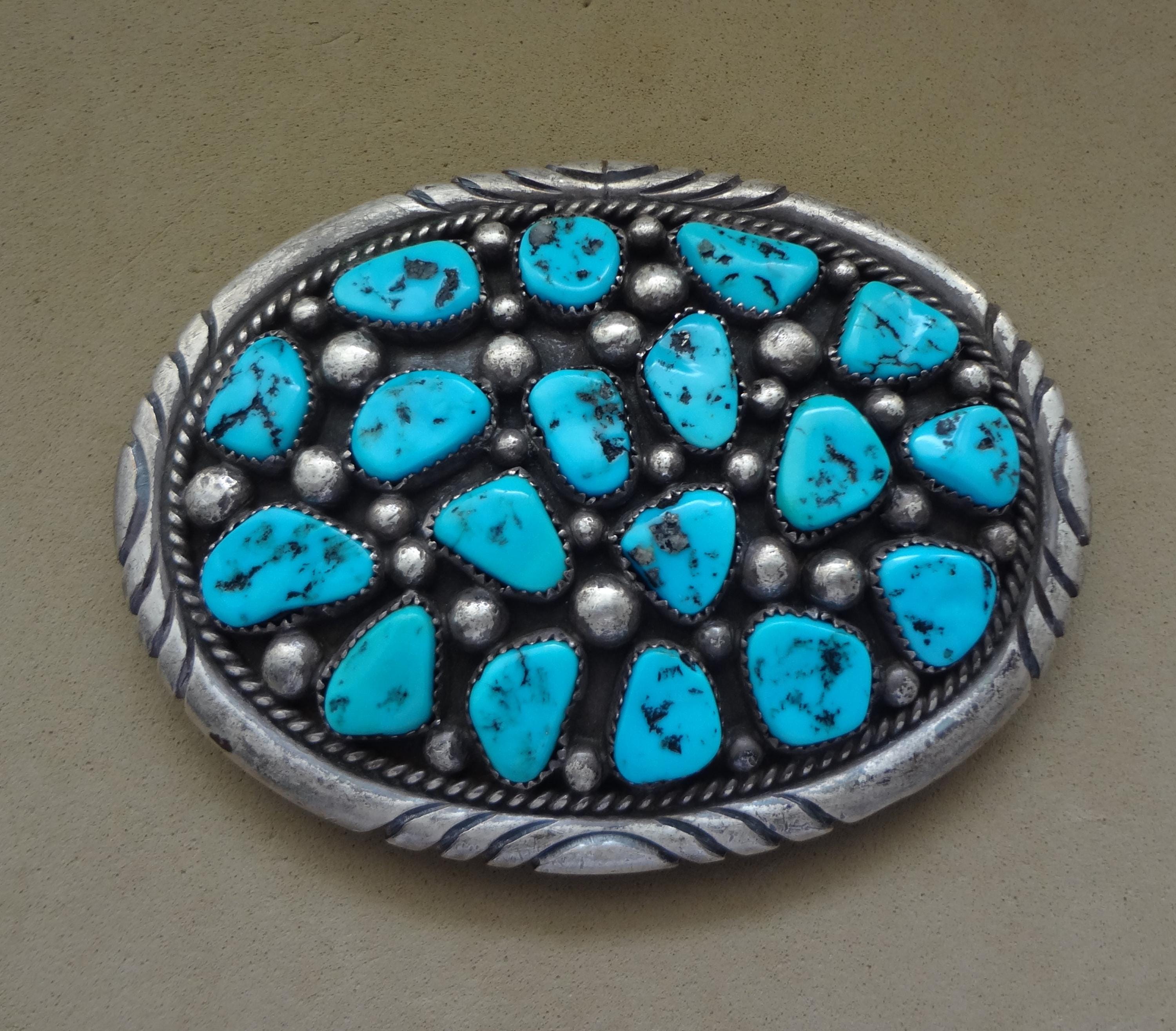 Native American Turquoise Belt Buckle - Etsy display picture 3