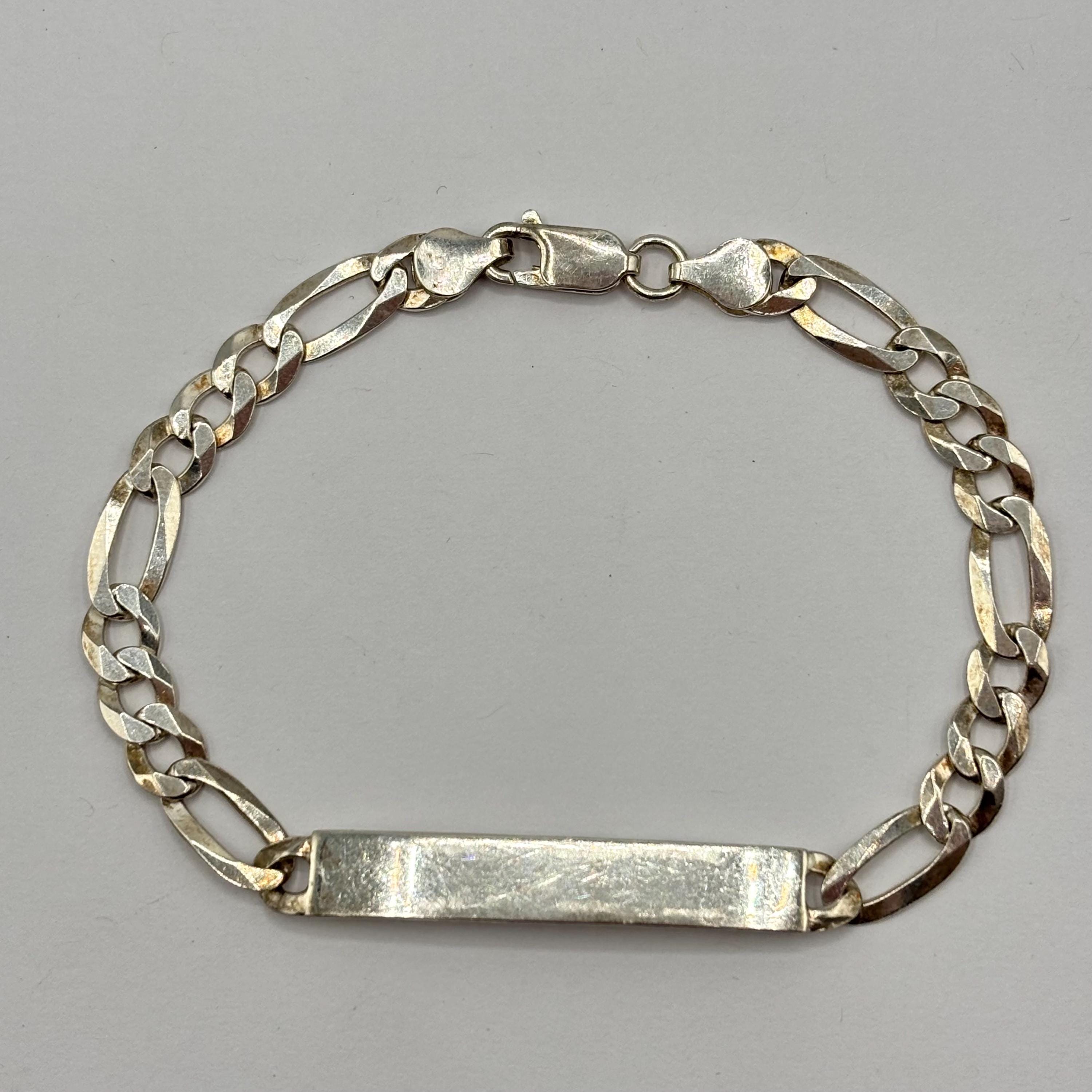 ヴィンテージ シルバー925 ID プレートブレスレット　イタリア製 ヴィンテージ イタリア製 スターリングシルバー 925 ID刻印可能 バー