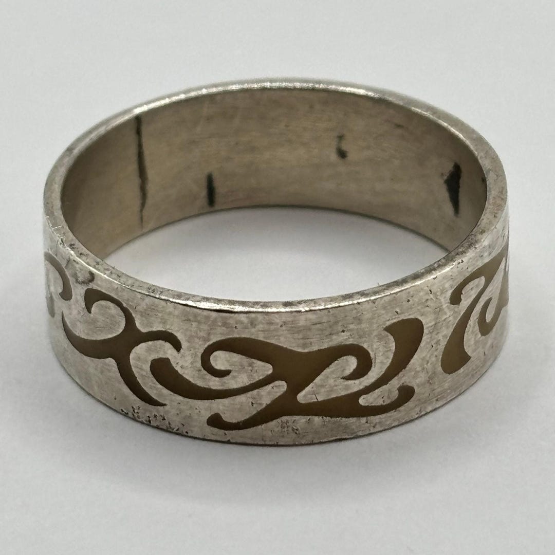 SILVER925 SWIRL TRIBAL RING/シルバー/リング Vintage Sterling Silver 925 Unique Tribal Swirl Band Ring 13