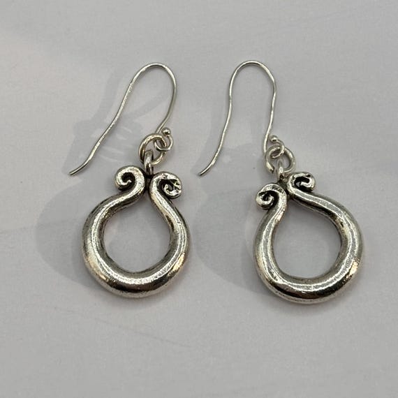 Vintage Sterling Silver 925 Scroll Dangle Hook Ea… - image 3