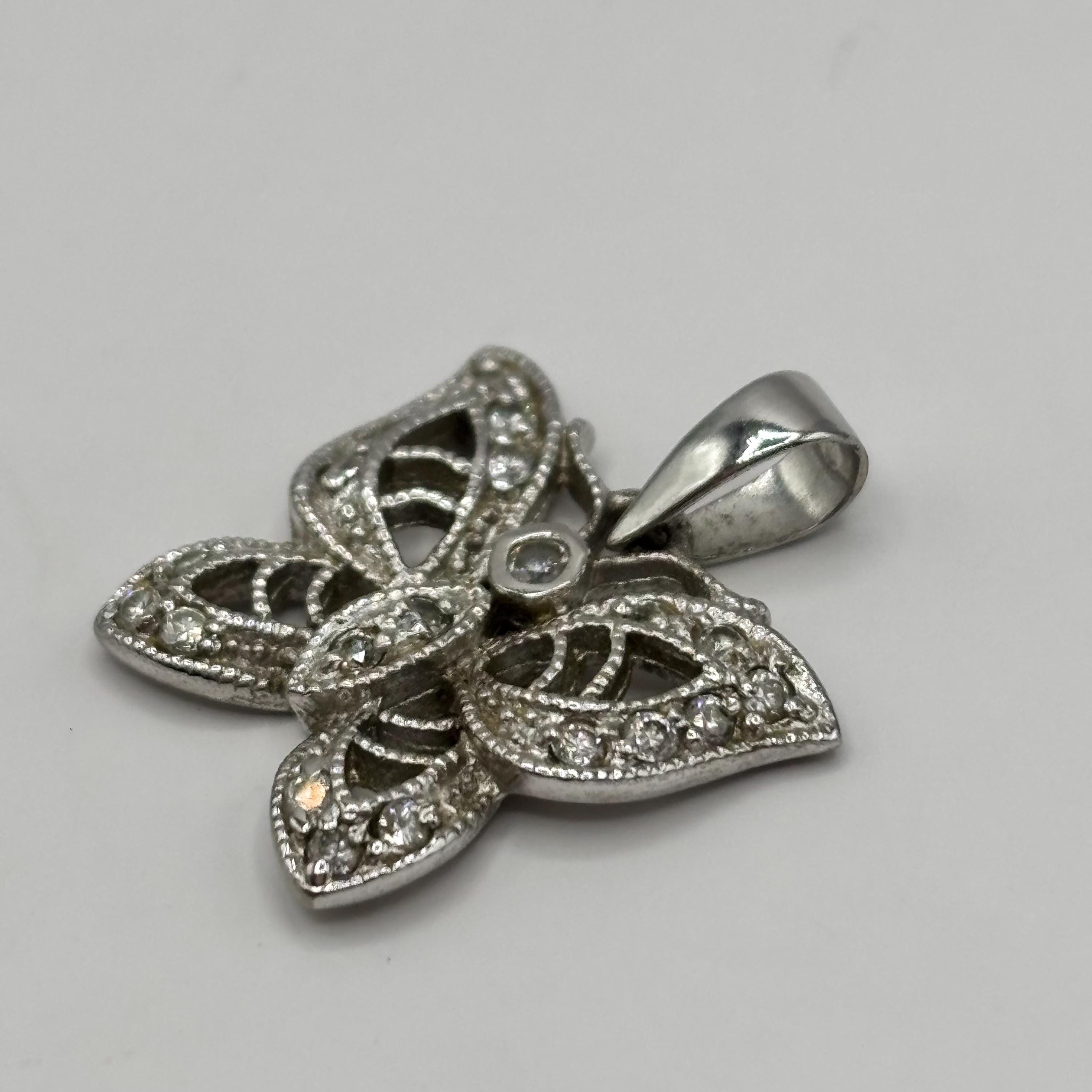 Fas Silver Vintage FAS Sterling Silver 925 Cz Accent Butterfly Pendant - Etsy