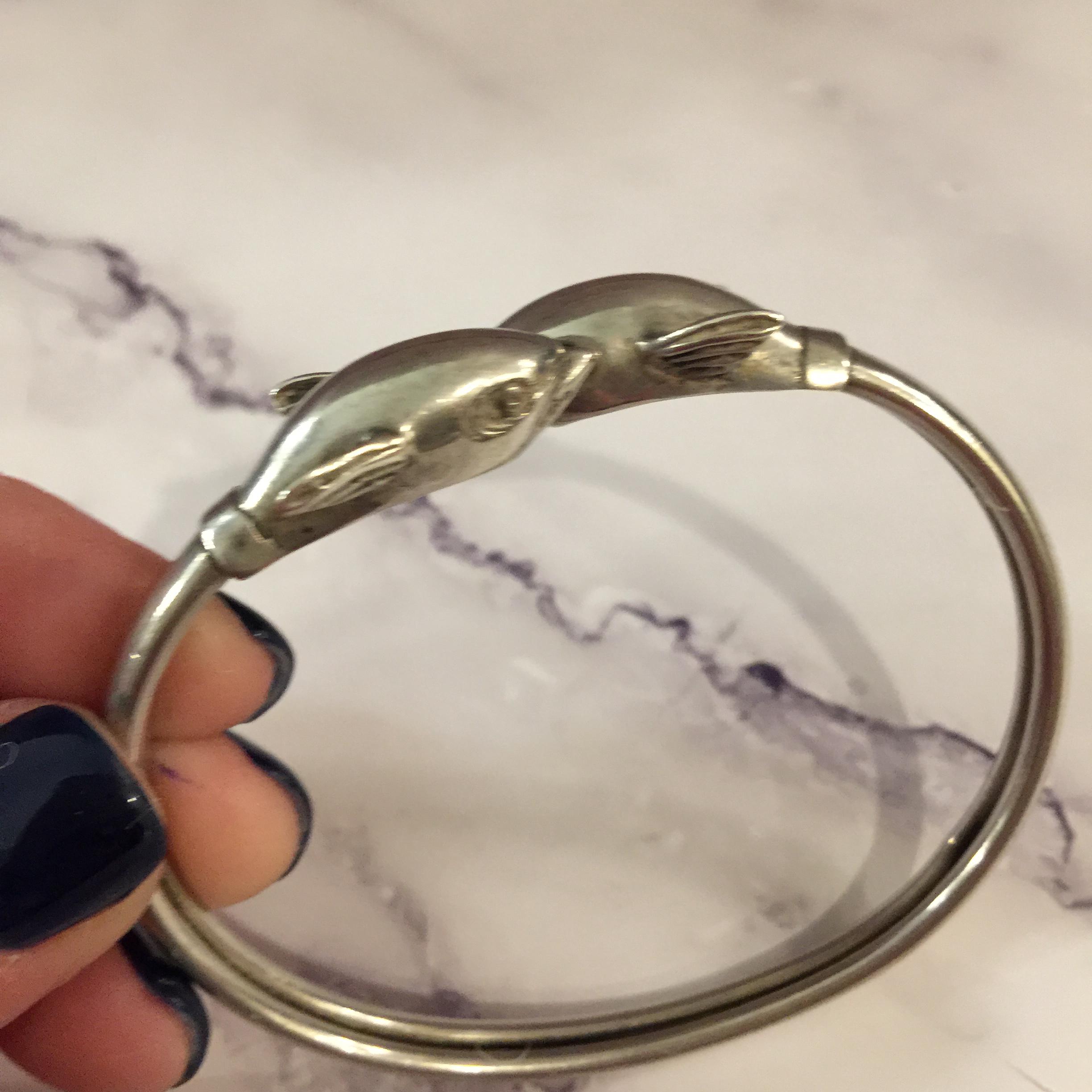 Sterling Silver Dolphin Bangle Bracelet - Etsy