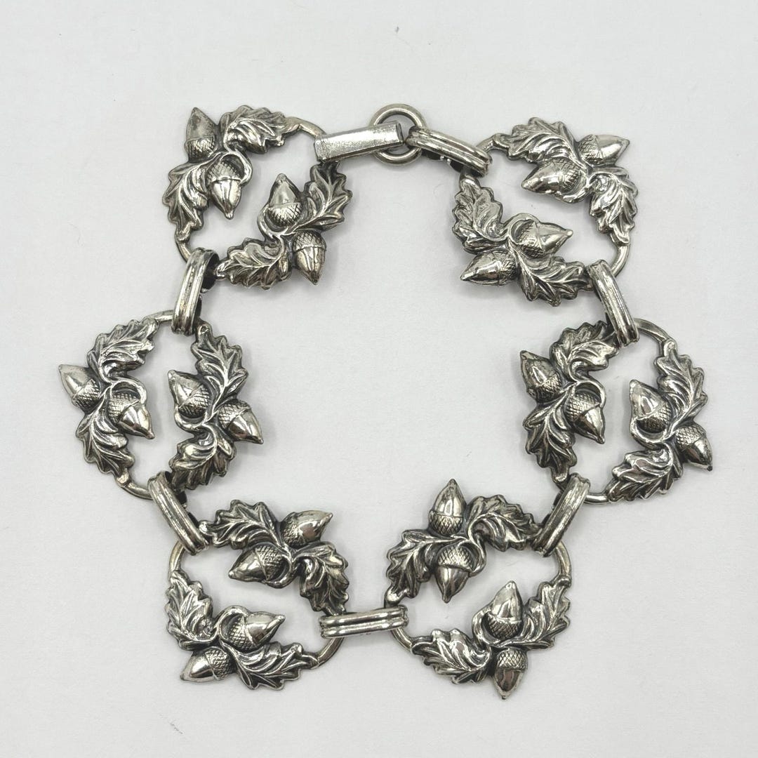 DANCE CRAFT・ヴィンテージブレスレット・ Silver925・純銀 Vintage Danecraft Sterling Silver 925 Acorn & Oak Leaf Wreath Link