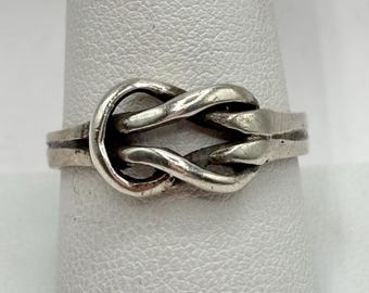 Bague Ancienne En Argent Massif 925 Style Nœud - Alliance - Occasion - Vintage