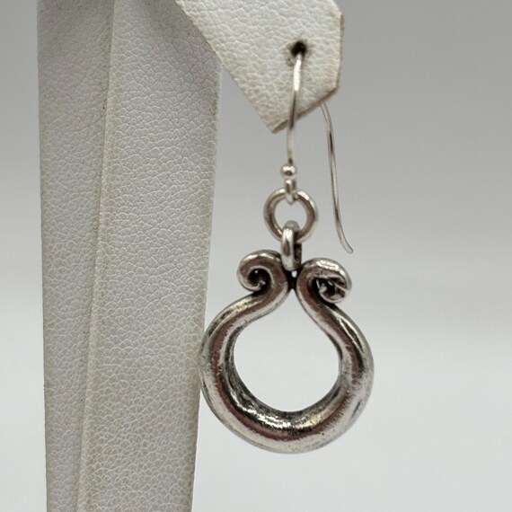 Vintage Sterling Silver 925 Scroll Dangle Hook Ea… - image 2