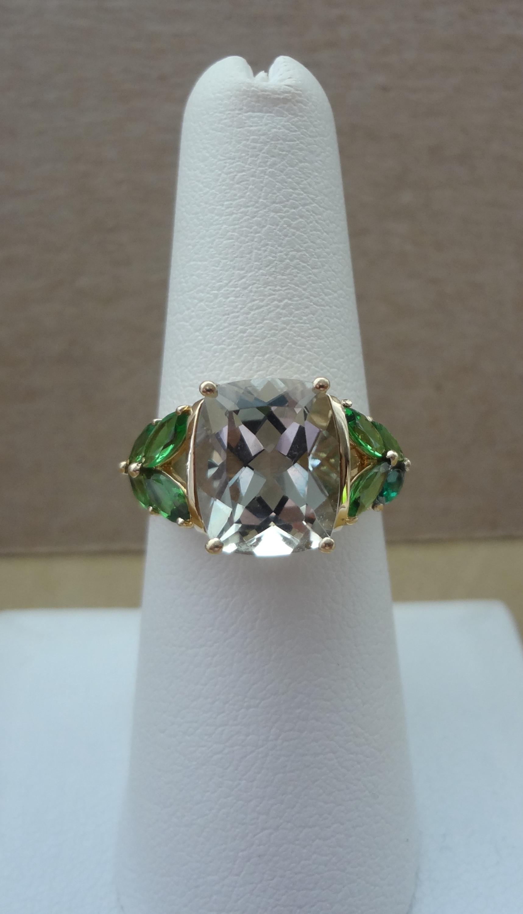 Chuck Clemency STS 10K Prasiolite Emerald-cut Ring With Chrome