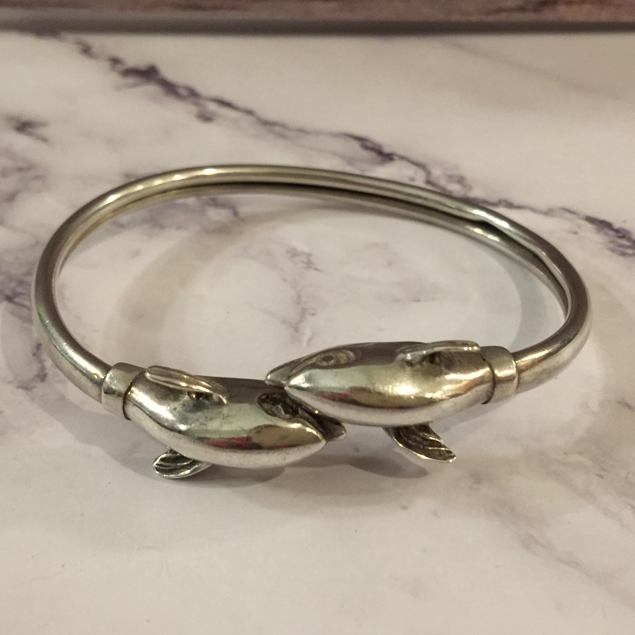 Sterling Silver Dolphin Bangle Bracelet - Etsy Australia