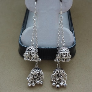 Bali Ornate Sterling Silver 2-Charm Granulated Bead Dangle Earrings