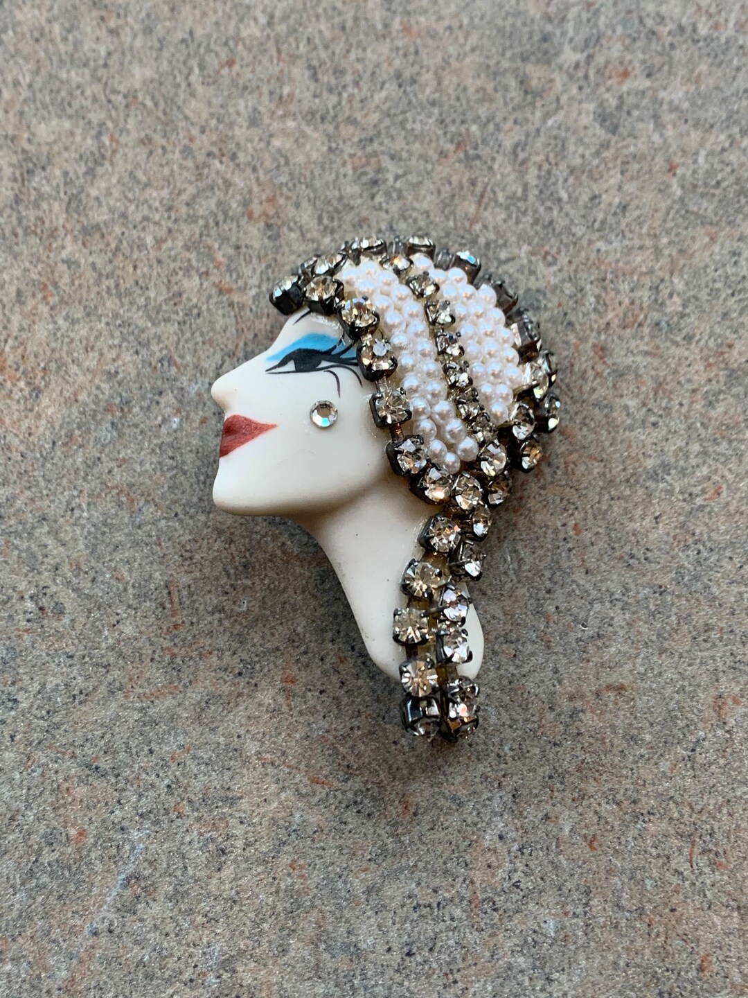 Vintage Porcelain Face Original by Elvira and Jackie Pin/brooch - Etsy
