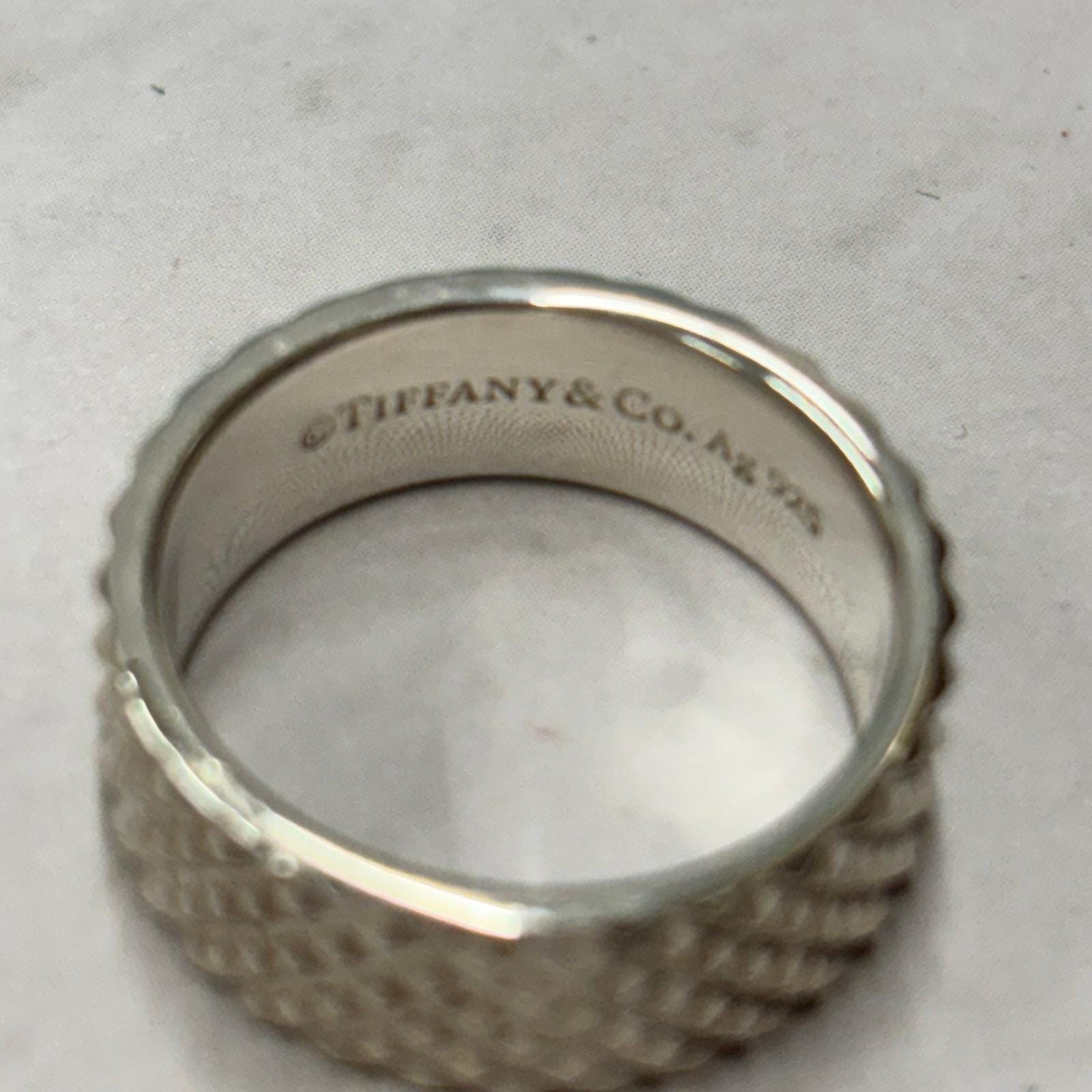 Tiffany & Co. Sterling Silver 925 Diamond Point Studded Band Ring