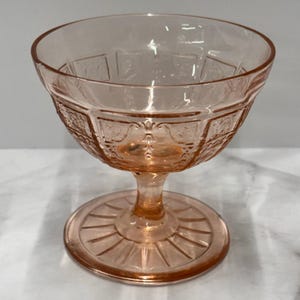 Vintage 1930s Anchor Hocking Princess Footed Pink Sherbet Champagne Depression Glass