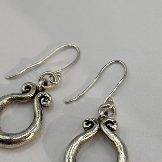 Vintage Sterling Silver 925 Scroll Dangle Hook Ea… - image 4