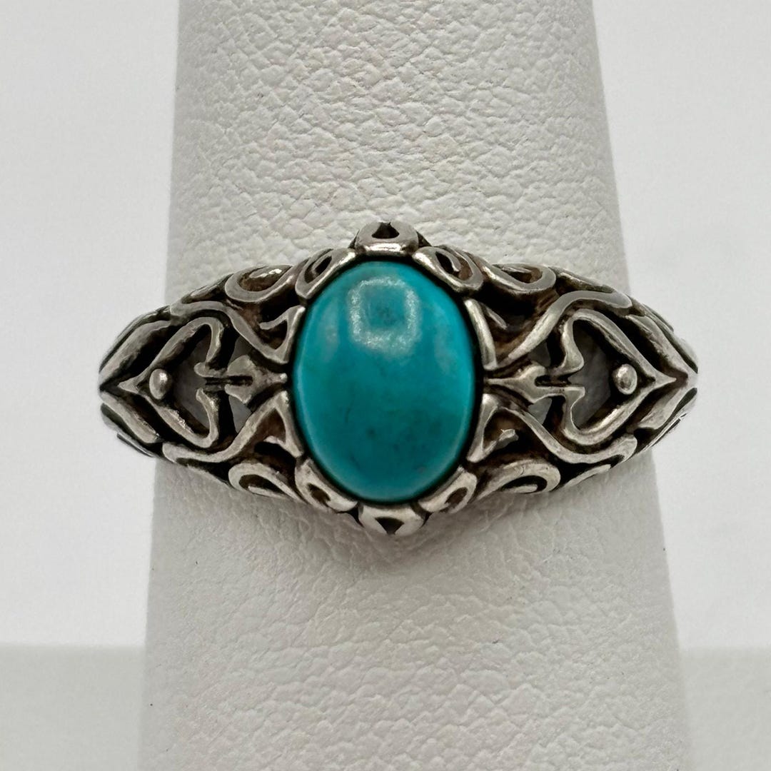 Sterling Sleeping Beauty Turquoise Filigree Ring - Dakota West - Etsy