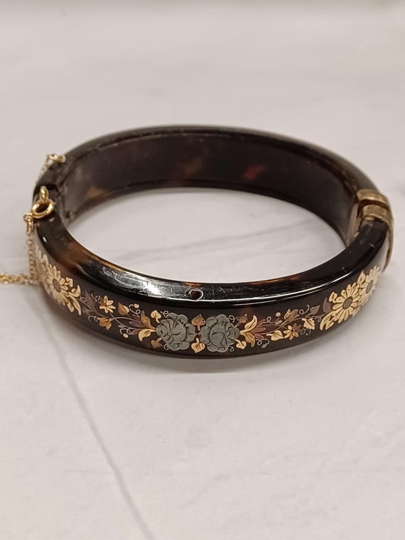 Antique Victorian Pique Bangle Bracelet View 4