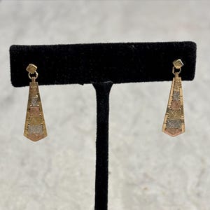 Vintage 14k Gold Tri-Color Dangle/Drop Earrings