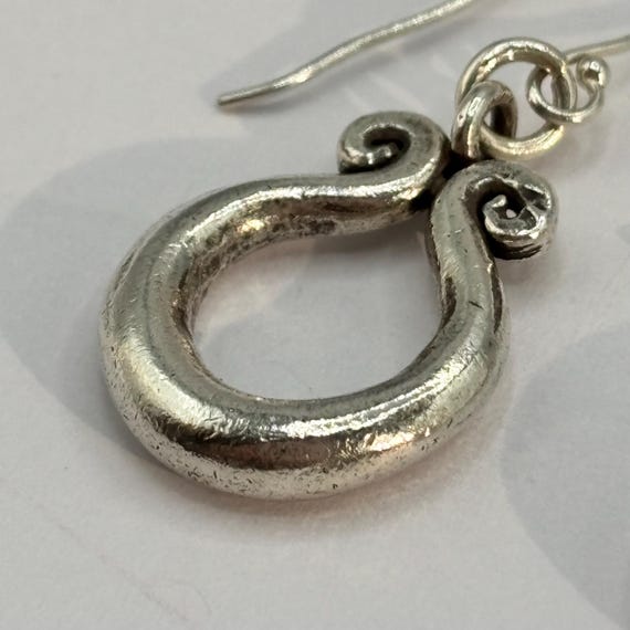 Vintage Sterling Silver 925 Scroll Dangle Hook Ea… - image 5