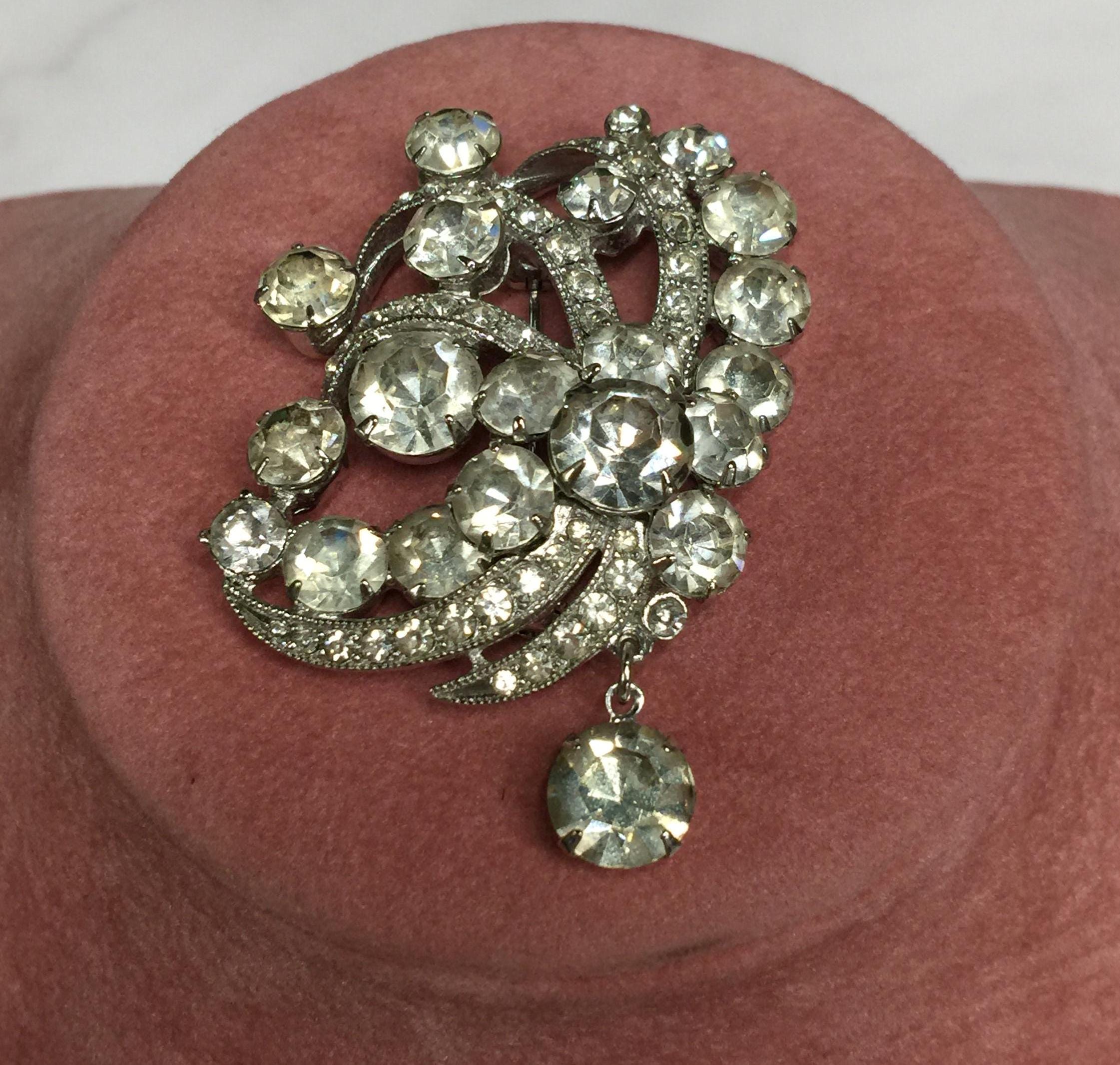 Vintage Stunning Eisenberg Silver Tone Clear Crystal Rhinestone