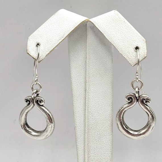 Vintage Sterling Silver 925 Scroll Dangle Hook Ea… - image 1