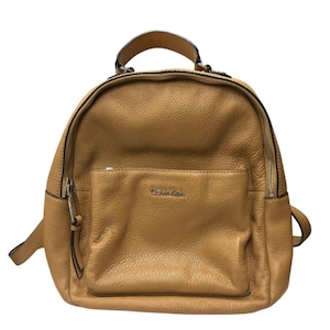 Calvin Klein Designer Pebbled Leather Camel Brown Backpack Purse