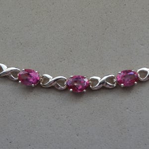 10K Gold 6.00 ctw Pink Oval Pink Tourmaline Infinity Link Bracelet