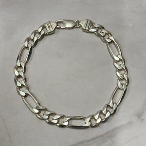 Vintage Italy Sterling Silver 925 Figaro Chain 9” Bracelet