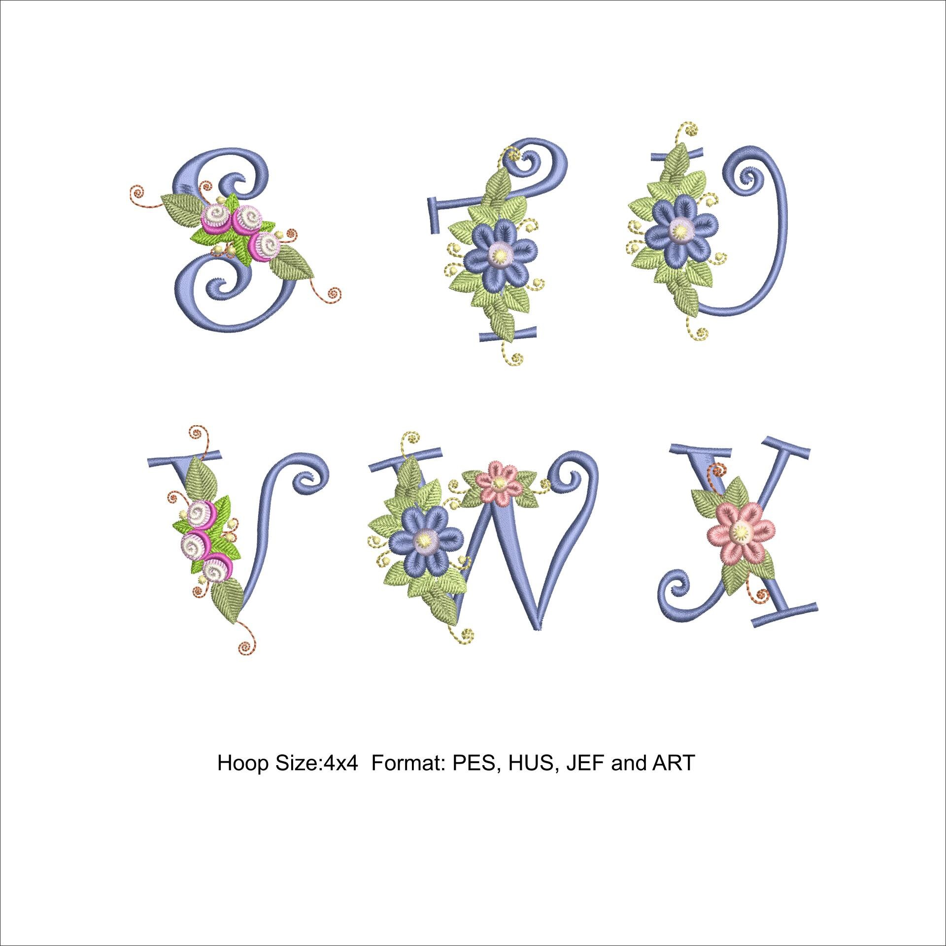 Floral alphabet machine embroidery designs floral letters 4x4  etsy