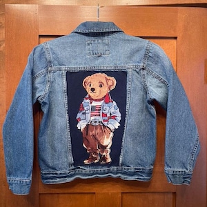 ジャケット・アウター vintage old ralph lauren rrl polo bear Polo Country Bear Denim Jacket Mens S Ralph Lauren 1967