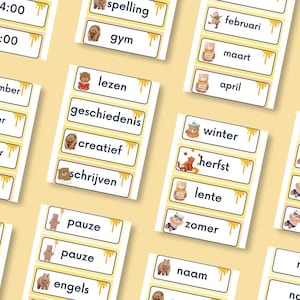 Daily schedule cards Theme &#39;Bears / Honey&#39;