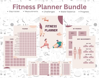Printable Health and Fitness Planner Bundle, Fitness Journal, Workout Trackers... A4 & A5