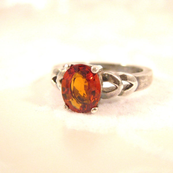 Garnet Double V Ring