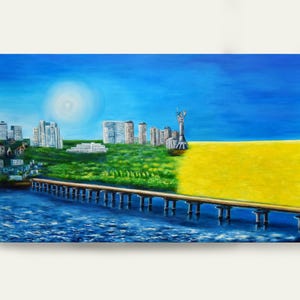 Ukrainian  Landscape oil Painting, Victory Artwork, Large Original Ukrainian artwork, Modern Art.