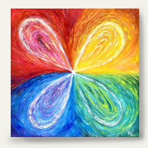 Colorful Oil Painting Modern Texture, Infinity Symbol, Original Abstract Artwork, Vintage Oil  Painting on Canvas, Wall Art Home Decor