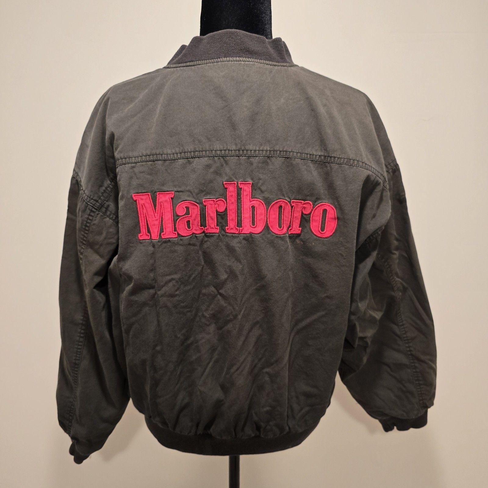 Vintage 90s Marlboro Embroidered Logo Reversible Bomber Jacket Red