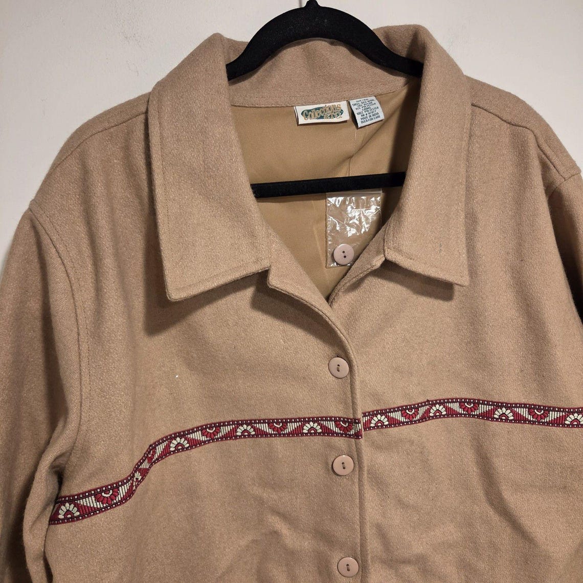 Vintage 80s 90s Wool Blend Jacket Coat XXL Womens Western Southwest Collared, Foto 2 von 5
