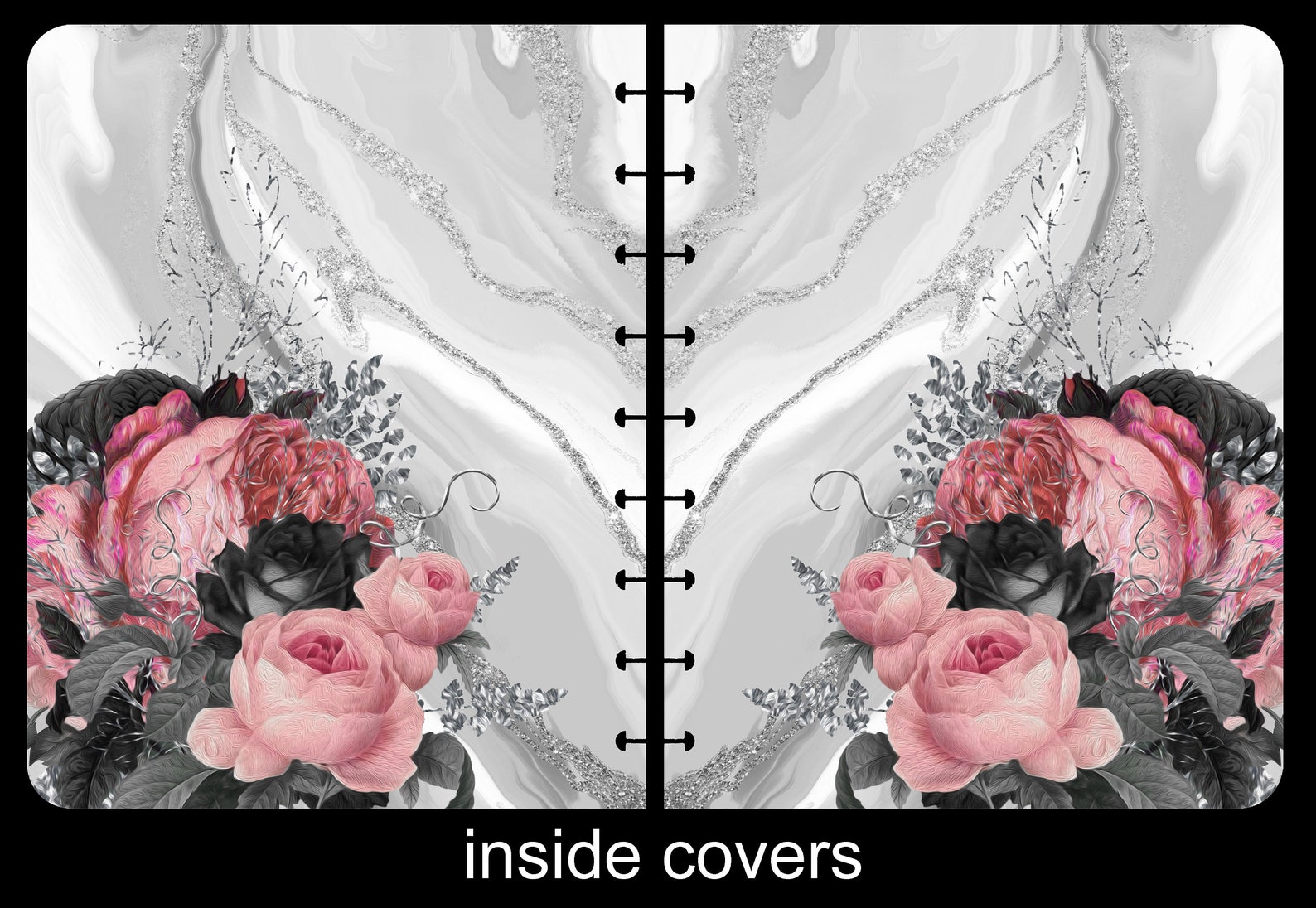 Black and Pink Roses Cover Etsy