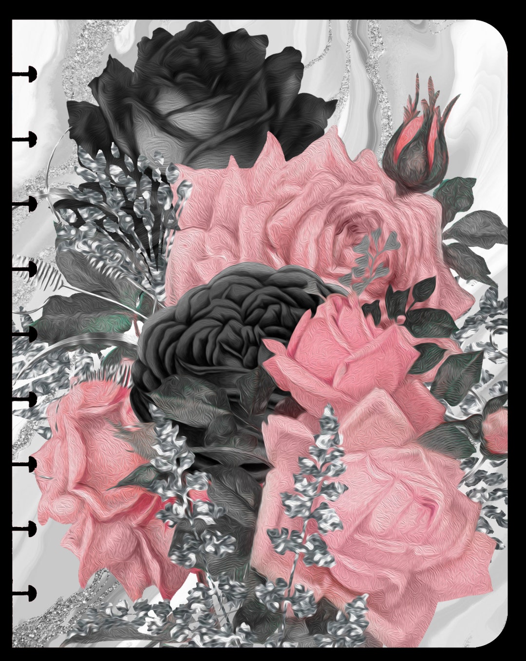 Black and Pink Roses Cover Etsy