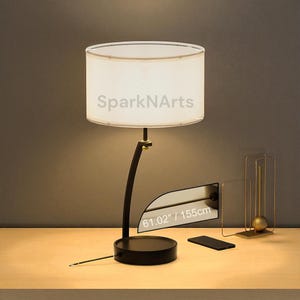 Modern Dimmable Desk Lamp – Touch Control Table Lamp with USB Charging Port – Nightstand Light for Bedroom or Office