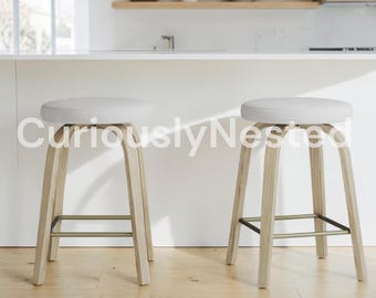 Mid-Century Swivel Backless Bar Stools Set of 2  26 Bentwood Counter Height Stools  Kitchen Island Bar Dining