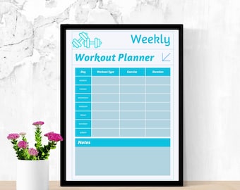 Weekly Exercise Planner Fitness Journal Workout Log Goals Digital Planner Printable Weight Loss Tracker