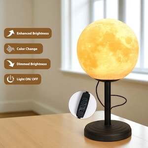 3D Moon Lamp – Dimmable Bedside Table Lamp with 3 Light Modes – Night Light for Bedroom Decor – USB Rechargeable