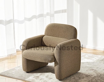 Chenille Accent Armchair with Waist Pillow Comfy Upholstered Single Sofa Chair 30. 5-Bedroom Office Reading