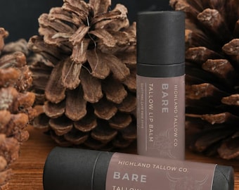 Bare – Unparfümierter, rein natürlicher Lippenbalsam aus Weidefett | Bienenwachs, ätherische Öle (8,5 g)