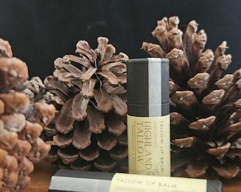 All-Natural Tallow Lip Balm – Grass-Fed Tallow & Beeswax, Essential Oils, .3 oz Craft Paper Tube