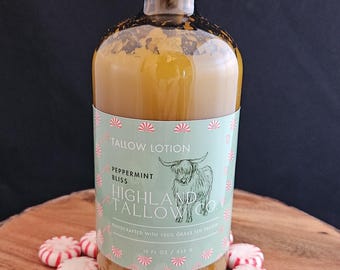 Peppermint Bliss Tallow Lotion – 16 oz | Deeply Nourishing, Cooling, All-Natural Moisturizer