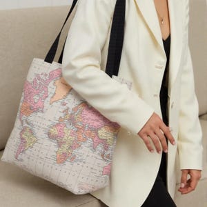 Bolsa de mano con mapa del mundo hecha a mano, regalo perfecto