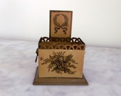 Vintage Signed French Toleware Match Holder Business Cards Lions Head Door Knocker Regency